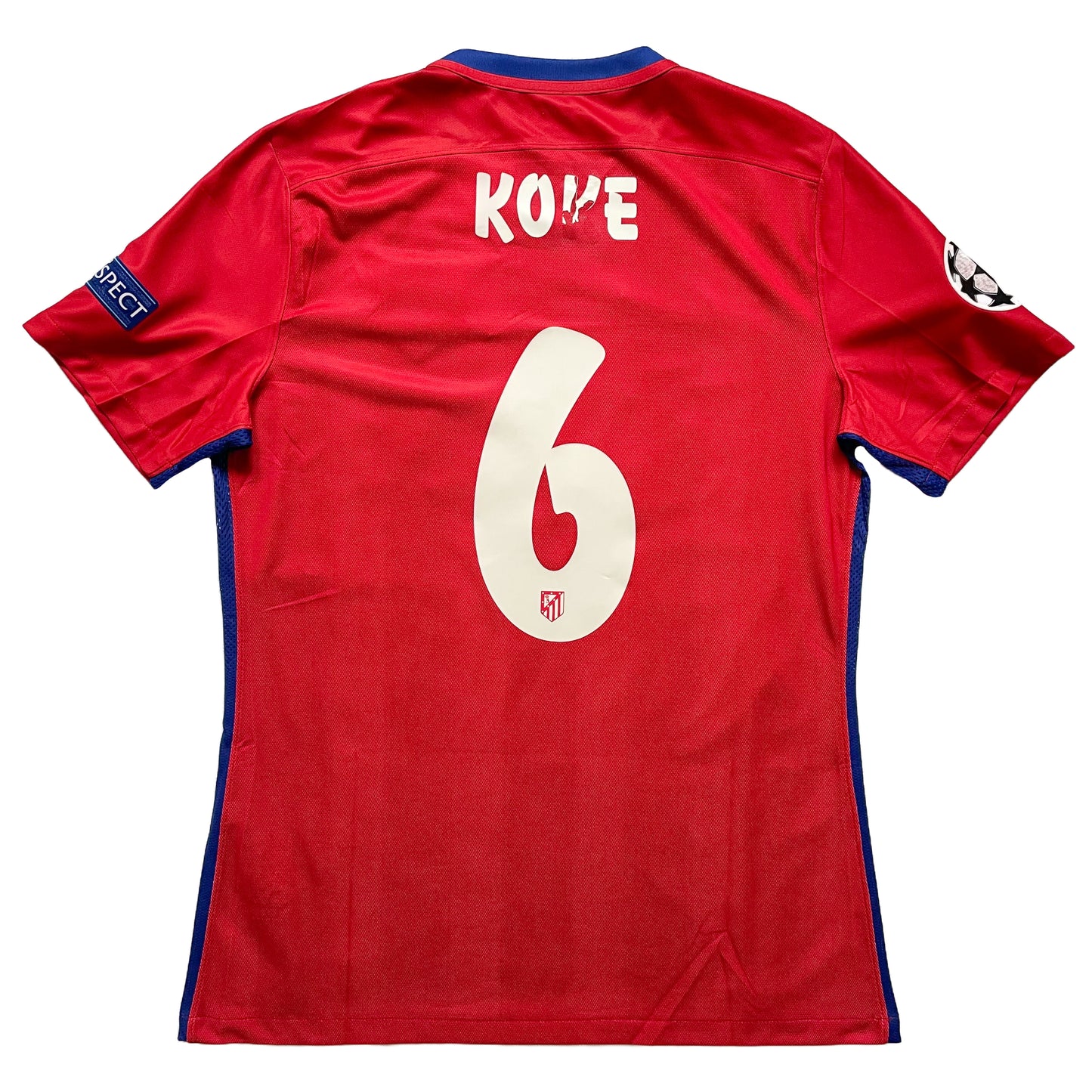 <tc>2015-2016 Atlético de Madrid Player Issue camiseta local Champions League #6 Koke (L)</tc>