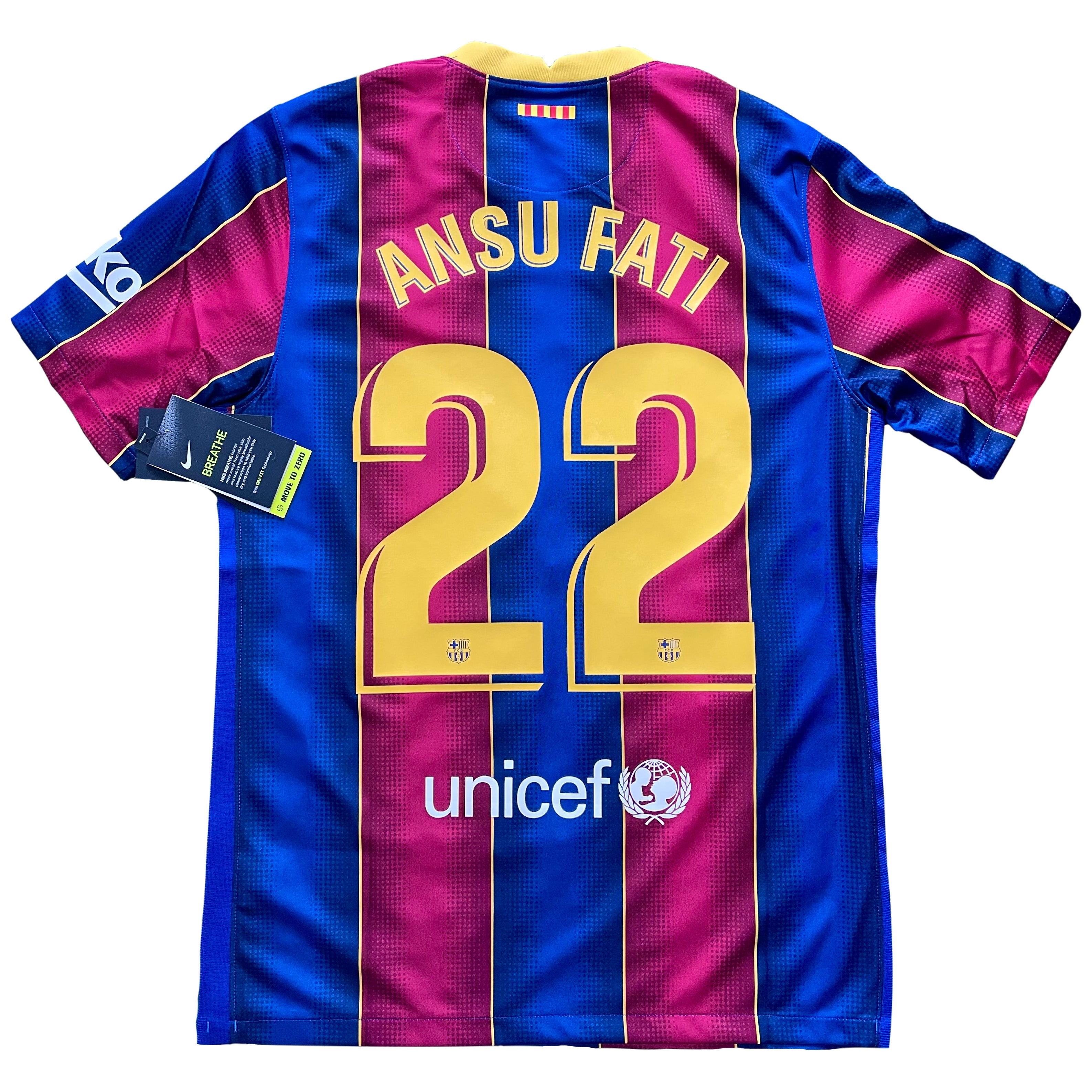 Flocage Officiel - FC Barcelone, Ansu Fati, 2022/2023, Home LDC, Doré Flocage Officiel - FC Barcelone, Ansu Fati, 2022/2023, Home LDC, Doré
