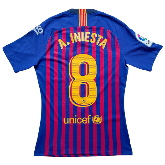 2018-2019 FC Barcelona Player Issue home shirt #8 Iniesta (M)