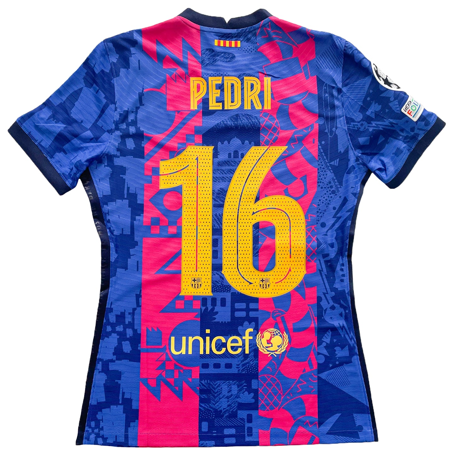 2021-2022 FC Barcelona Player Issue camiseta versión Champions League #16 Pedri (M)