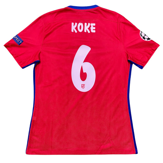 2015-2016 Atlético de Madrid Player Issue camiseta local Champions League #6 Koke (L)