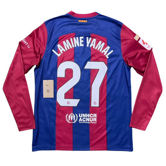 2023-2024 FC Barcelona long-sleeve home shirt #27 Lamine Yamal (M, L, XL)
