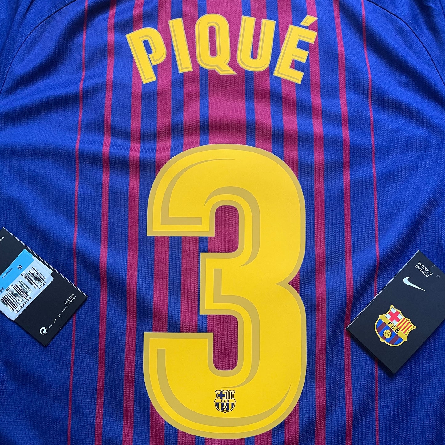 2017-2018 FC Barcelona home shirt #3 Piqué (M, XL)