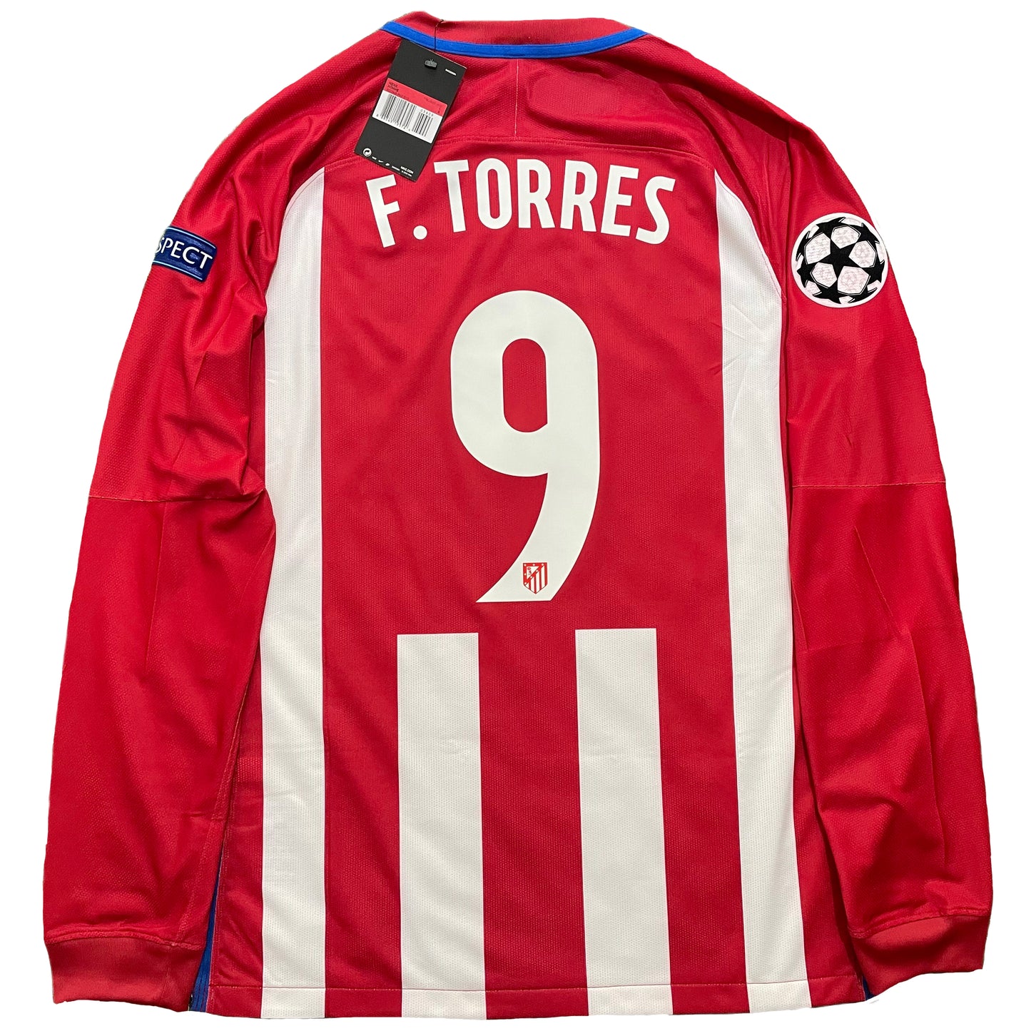 2016-2017 Atlético de Madrid camiseta local Match Issue Champions League #9 Torres (L)