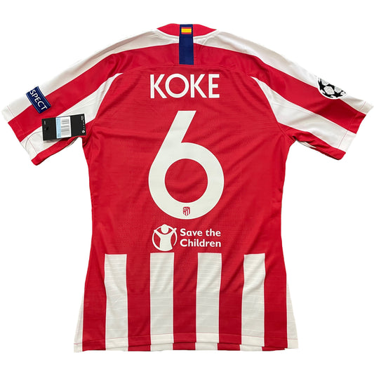<tc>2019-2020 Atlético de Madrid Player Issue camiseta local Champions League #6 Koke (M)</tc>